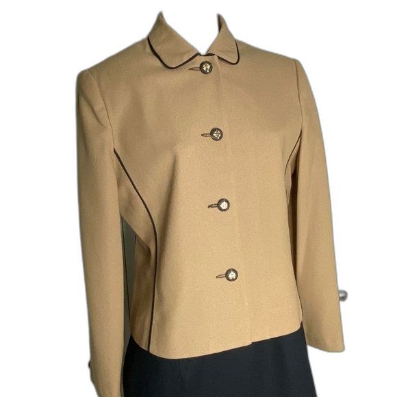 Henry Lee Womens Vintage 80's Tan Dress & Blazer Classy Sz 6 EUC! - Picture 2 of 14